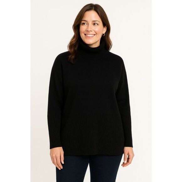 Women's Black Oversized Turtleneck Sweater – Size Medium – NWT - Picture 1 of 8